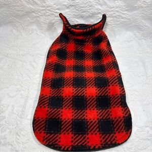 Red & Black Checkered Flannel Look Fleece Coat for SMALL Dogs Hook Loop Put On